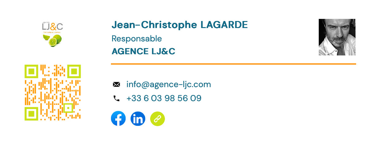 QRcode et signature email de Agence de communication LJ&C à Auxerre - Yonne en Bourgogne.